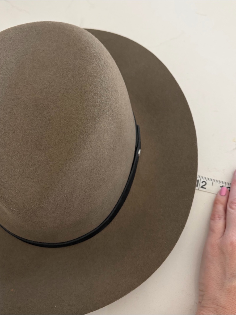 rag & bone Olive Felt Wide-Brim Hat with Black Band - Picture 8 of 8